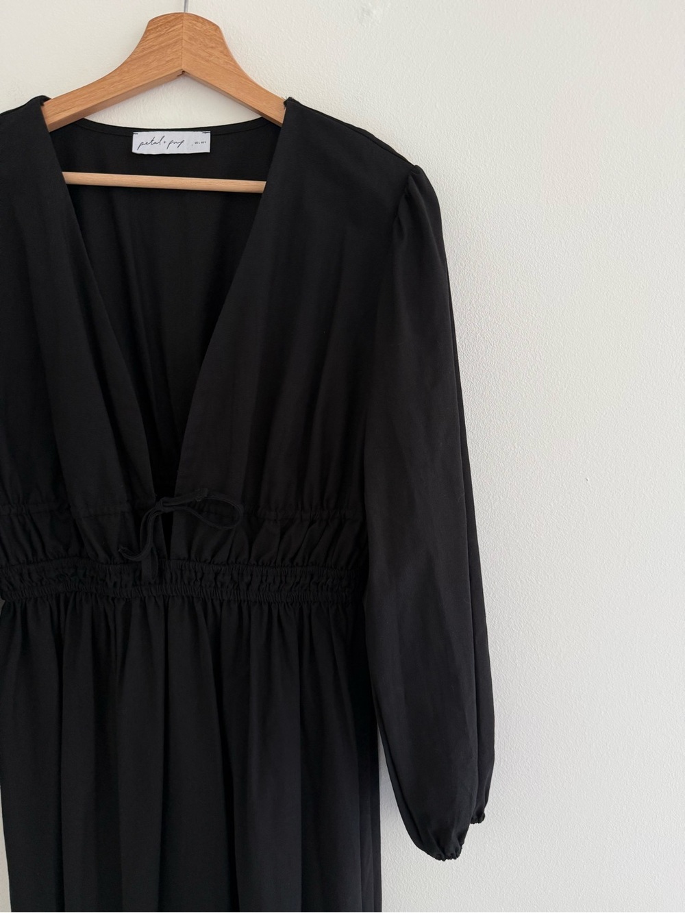 Petal & Pup Cece Black Linen Blend Long Sleeve Maxi Dress Large - Picture 3 of 7